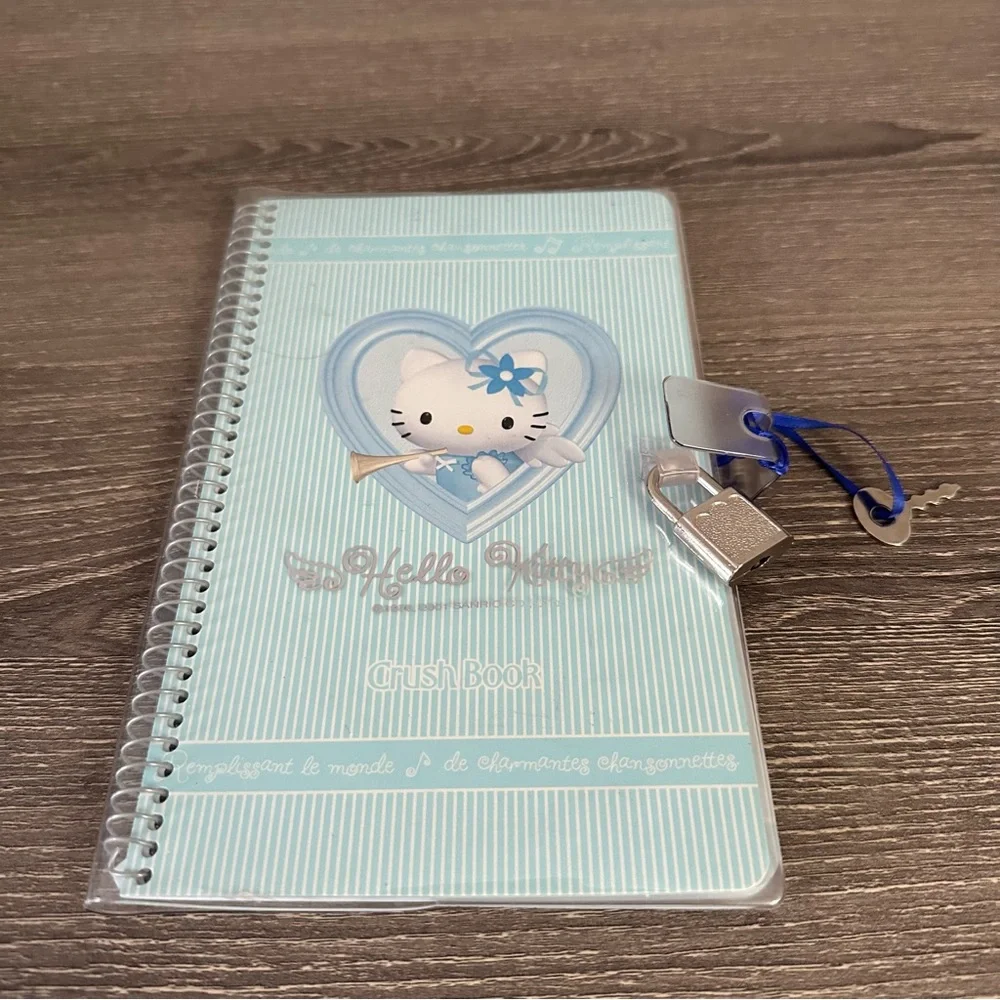 Hello Kitty Angel Crush Book Notebook Lock Key 2001 Y2K Vintage Blue Sanrio